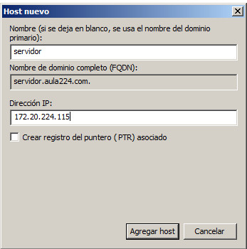 DNS Windows 2008 registro a