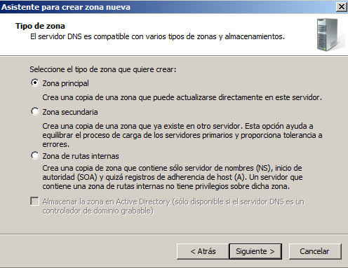 DNS Windows 2008 nueva zona