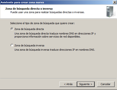 DNS Windows 2008 zona directa