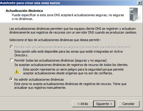DNS Windows 2008 actualización manual